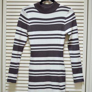 Long Sleeve Ribbed Mock Neck Sweater Dress